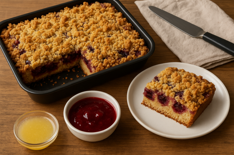 Vişneli Crumble Kek Tarifi | Kıtır Üstü, Meyveli ve Yumuşacık Kek